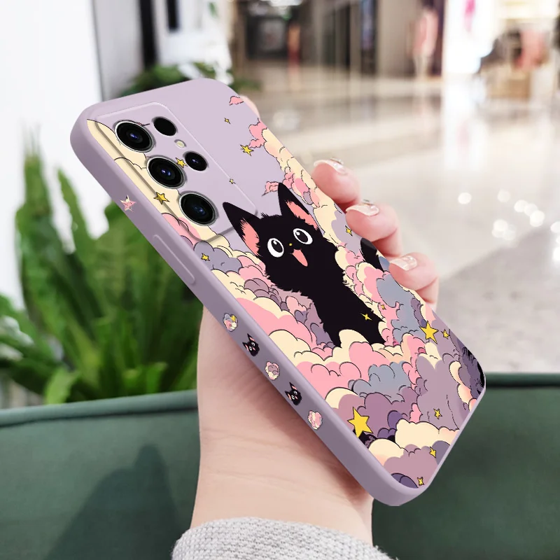 Cloud Colorful Cat Phone Case For Samsung Galaxy S24 S23 S22 S21 S20 S10 S10E Ultra Plus FE Note 20 Ultra 10 Plus Cover