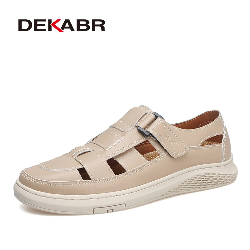 

DEKABR Summer Fashion Hollow Out Breathable Hook-Loop Buckle Closed Toe Comfortable Daily Men Casual Shoes