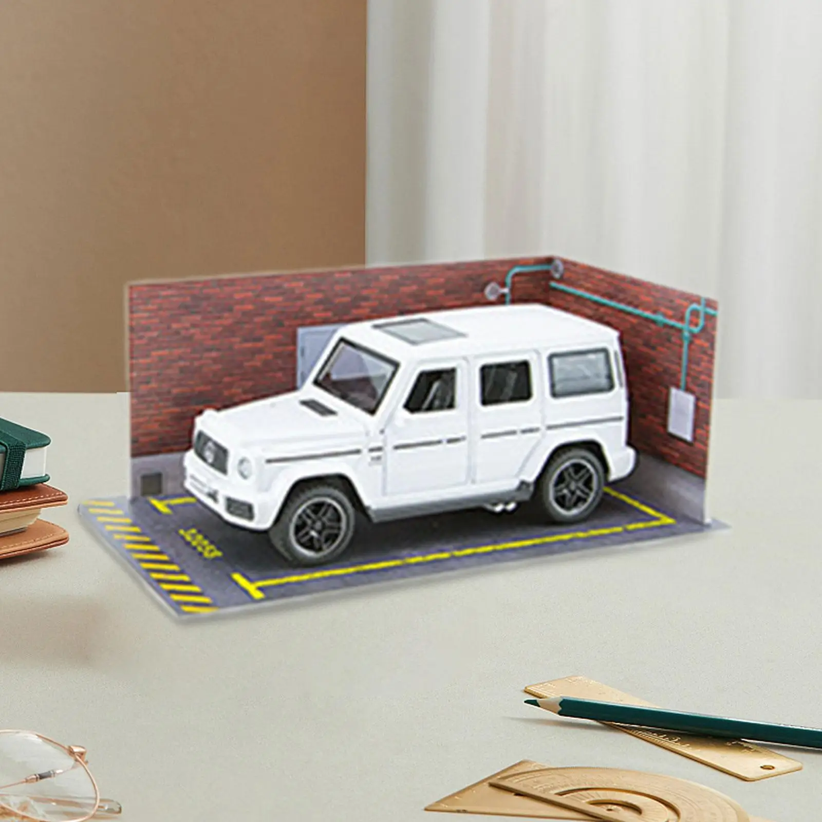 Modelo em escala 1/32, estacionamento de carro, coleção de cenas, decoração de mesa, diorama