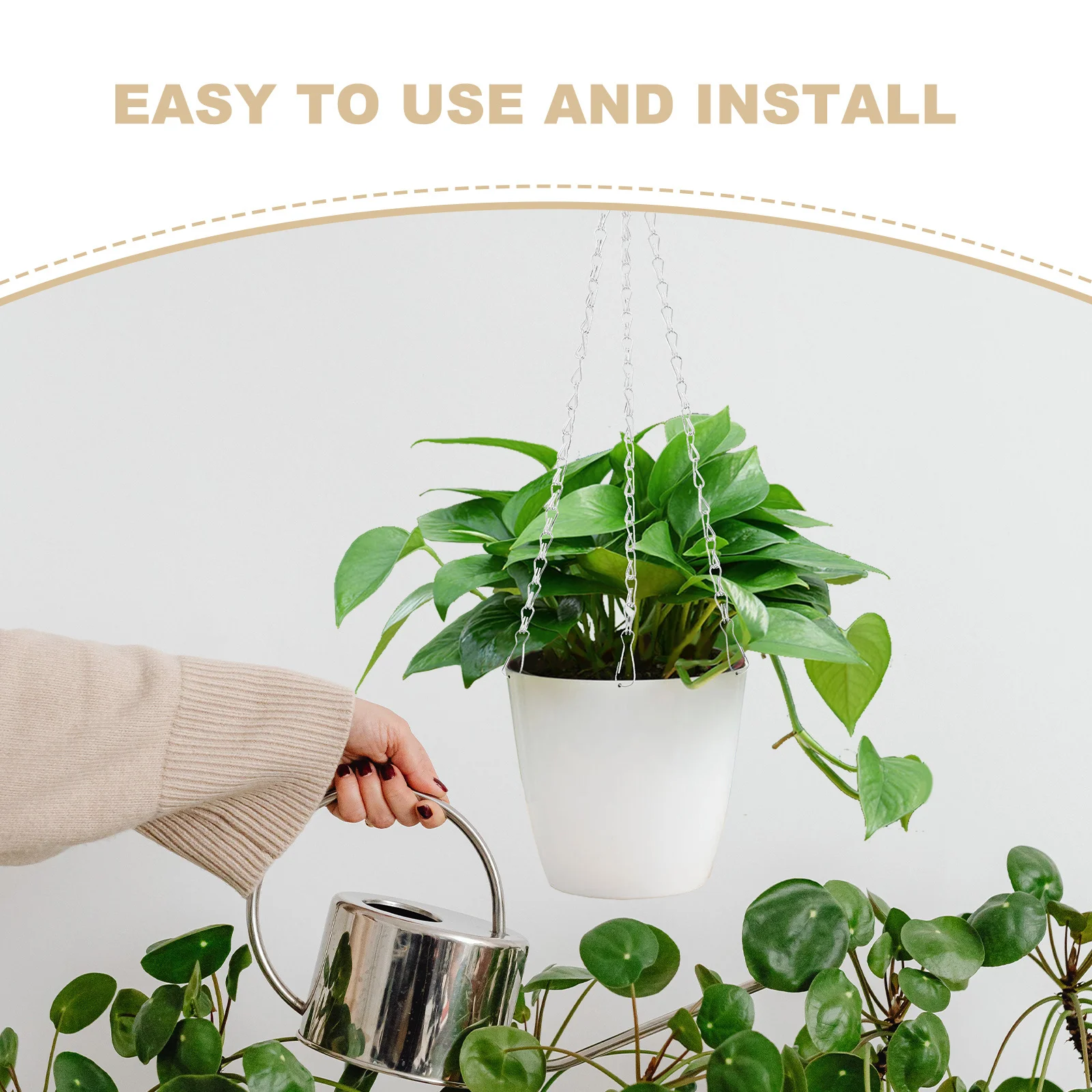 سلاسل معلقة سوداء لأواني الزهور المزارعون مغذيات الطيور الفوانيس الثقيلة الحديد توفير المساحة حديقة ديكور معلق