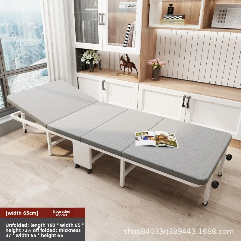 Household Goods Lunch Break Folding Bed Single Portable Home Office Nap Artifact  Bed Wooden Board Hospital Escort Bed Adult
