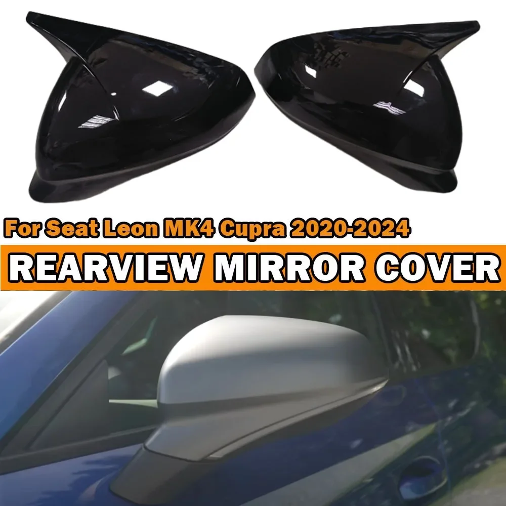 For Seat Leon Cupra Formentor 2020-2024 Car Sticker Rearview Side Mirror Cover Wing Cap Exterior Door Rear View Case Trim Carbon