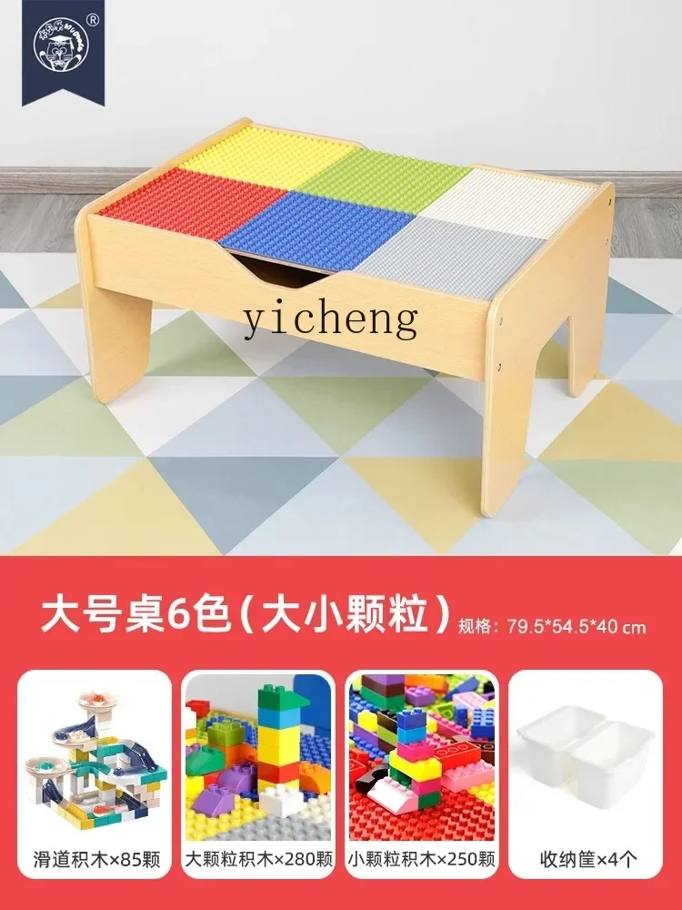 ZK Großer Bausteintisch für Kinder, multifunktionaler großer Partikel-Baby-Puzzle für Jungen und Mädchen, zusammengebauter Spielzeugtisch aus Holz