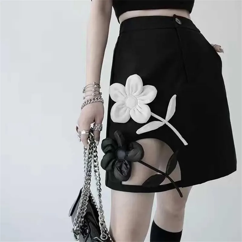 Cut Out Patchwork Floral Mini Skirt For Women High Waist  Colorblock Short Skirts Female Summer Clothing New Faldas Mujer Moda