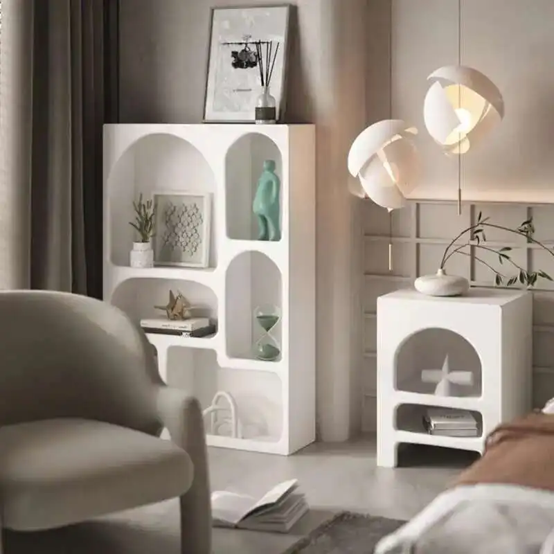 Cream Style Bedside Table Simple Modern Sofa Side Table White Storage French Arched Bedside Cabinet Muebles Home Furniture