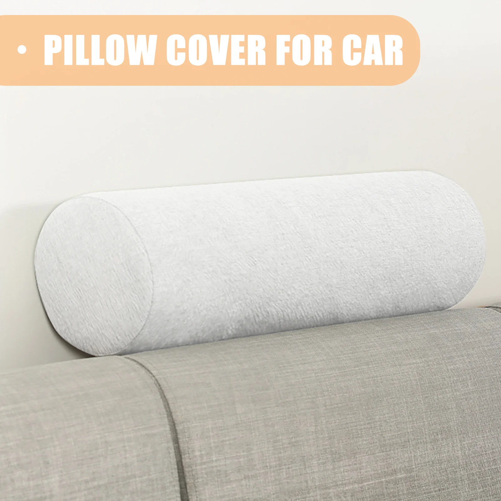 

Car Neck Pillow Case Cylinder Pillow Cover Water Crystal Fleece Comfortable Reusable Car Headrest Cover