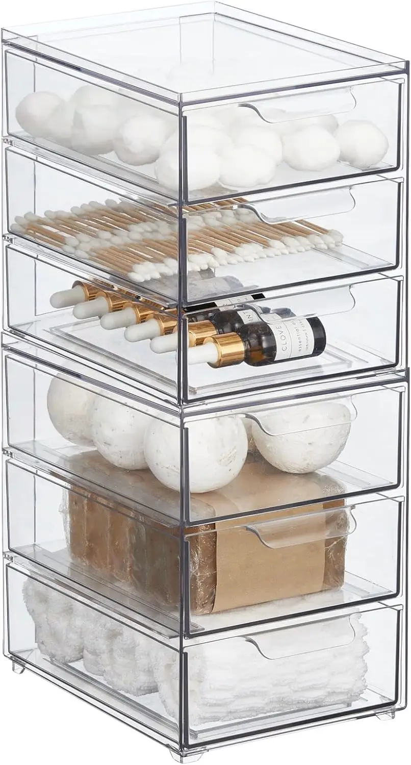 

Plastic Stackable Organizer with 3 Drawers - Pull-Out Drawer Storage Bin for Bathroom Sink/Cabinet Organization - Perfec