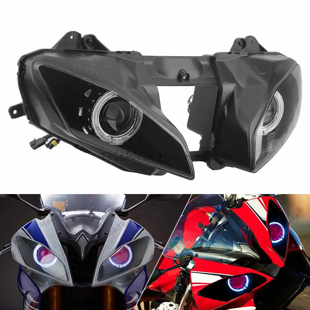 Motorcycle Assembly Modified Custom Front LED Headlight HID White Angel Eyes Red Eyes for Yamaha YZF-R6 2008-2015