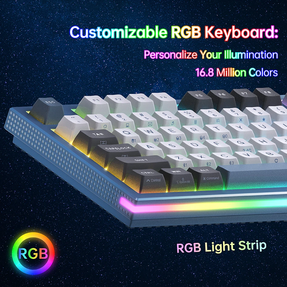 Imagem -04 - Kemove-teclado Mecânico sem Fio para Jogos Teclado Hot-swappable 80 Tkl Rgb Bluetooth 5.0 2.4g Modos com Fio K87