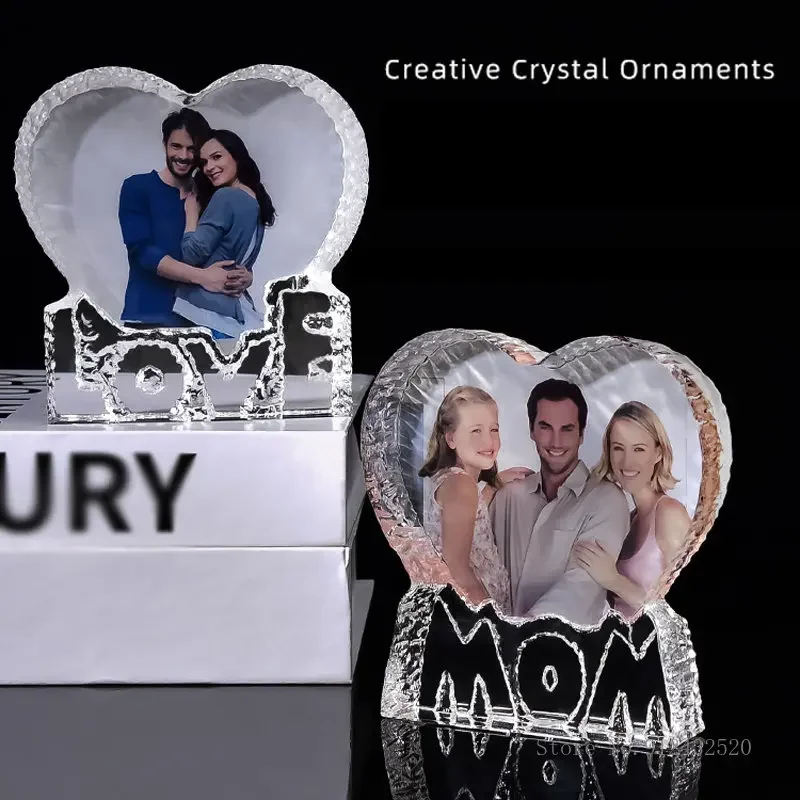 Customized Iceberg Crystal Trophy, Creative Souvenirs, DIY Photo Color Printing Inner Carving Pattern Family Mom, Dad Gifts, 1Pc