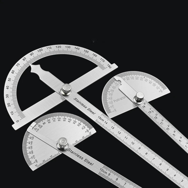 【F】180 Degree Protractor Metal Ruler Angle Meter Stainless Steel Angle Ruler Angle Gauge Angle Finder Goniometer Angle Conveyor