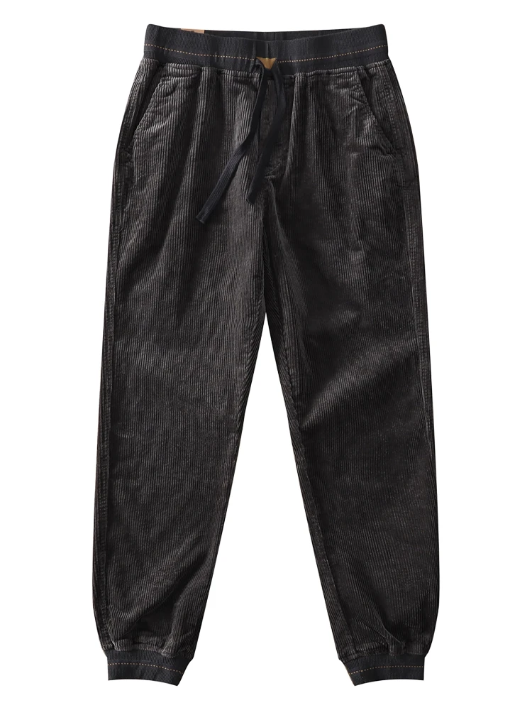 Winter American Retro Schwergewicht Cord Casual Hosen Männer Einfache 97 % Baumwolle Gewaschen Kordelzug Gerade Knöchel-gebundene Hosen