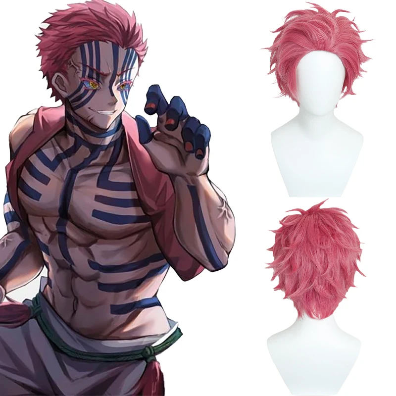 

Anime Akaza Cosplay Wig 30cm Short Spiky Red Heat Resistant Synthetic Hair Natural Fluffy for Halloween Costume Party Unisex