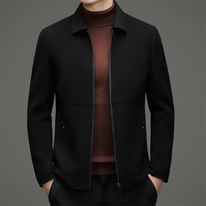 

Classic Minimalist Men's Double-Faced Wool Jacket Lightweight Thermal Detachable Down Vest Linning Design Coat Essential Attire