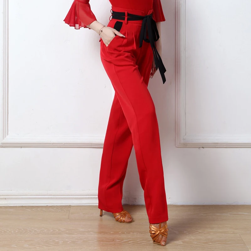 ผู้หญิงละตินเต้นรํากางเกงโมเดิร์นเต้นรําเครื่องแต่งกายแฟชั่นเอวสูงเต้นรํากางเกง Tango Ballroom Dance กางเกง XH3029