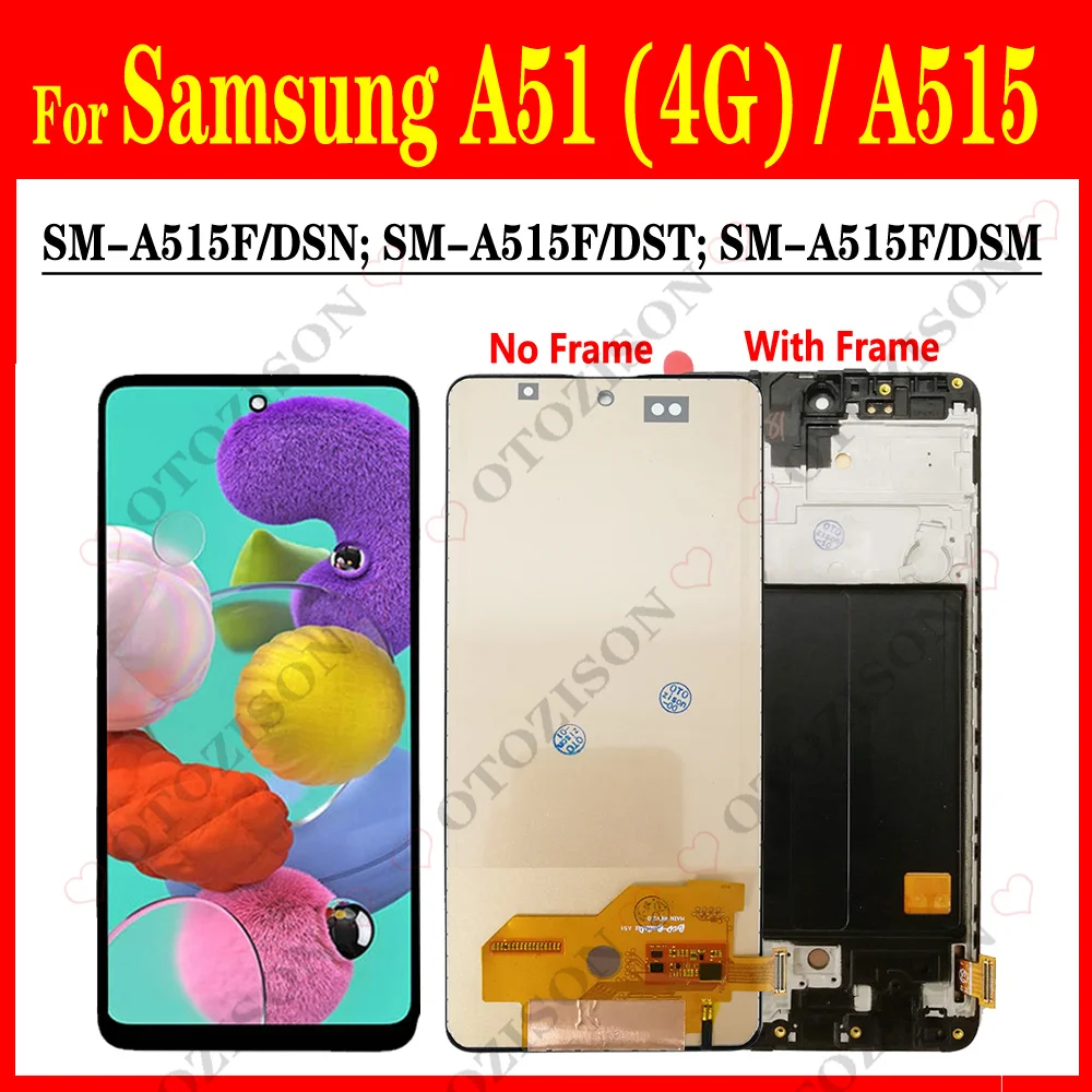 

TFT LCD For Samsung Galaxy A51 LCD With Frame 4G A515 LCD Screen Display SM-A515F/DSN A515F LCD Touch Digitizer Sensor Assembly