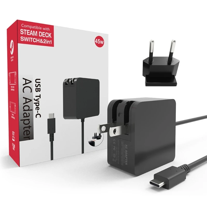 

USB-C Chargers for Steamdeck 45W Fast Charger PDProtocol Power Adapter with Foldable Plug Console Power Supply 896C