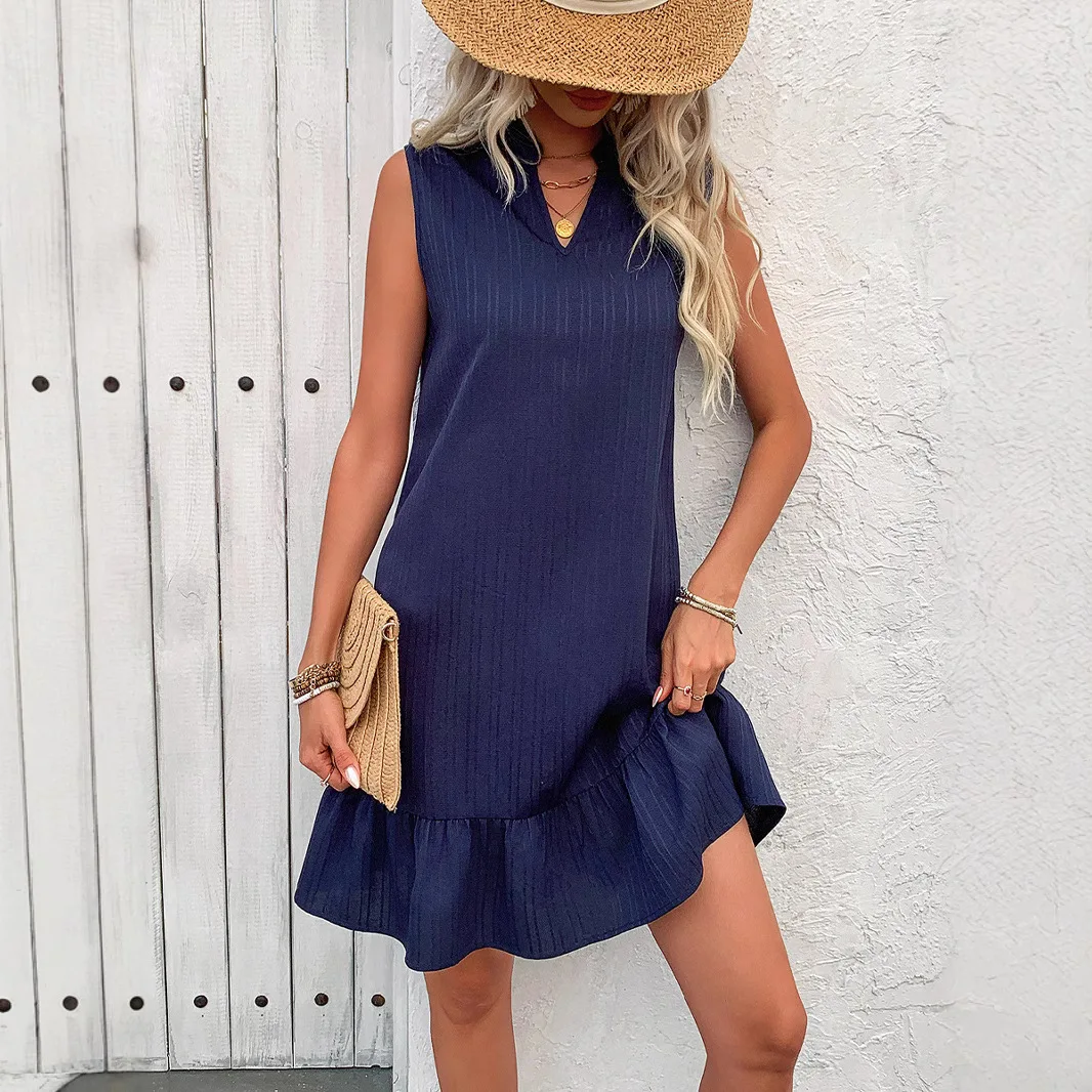 

Women's Clothing 2025 Spring and Summer New Dress Sleeveless Ruffle A-line Vest Skirt