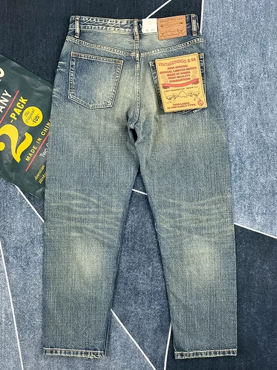 

Premium Cotton Denim Straight Leg Jeans Men's American Retro Faded Long Pants Breathable Comfortable Spring Autumn Jeans