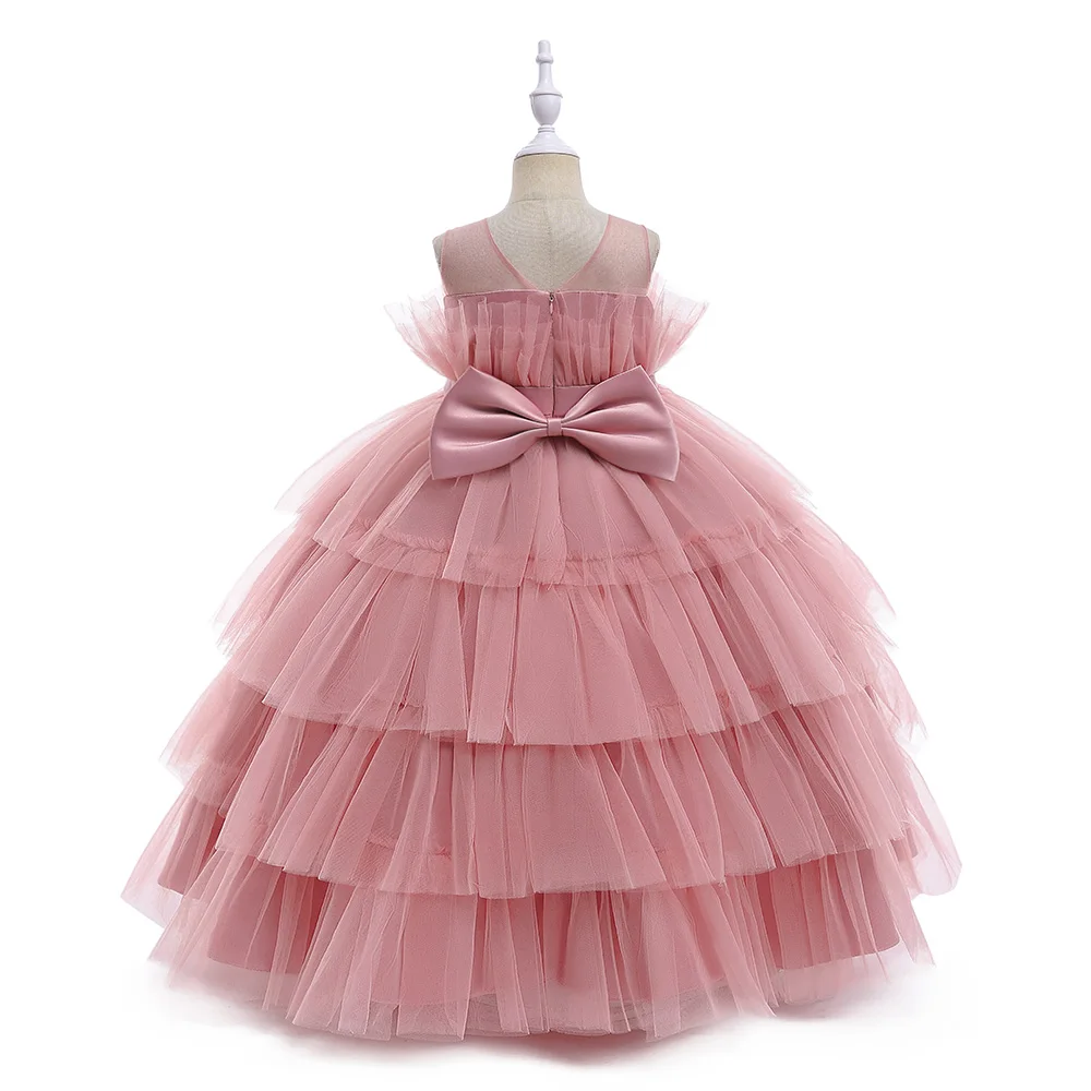 Girls Princess Dresses For Kids Tutu Lace Flower Bow Ball Gown Clothes Children Wedding Party Evening Bridesmaid 11 12 Vestidos