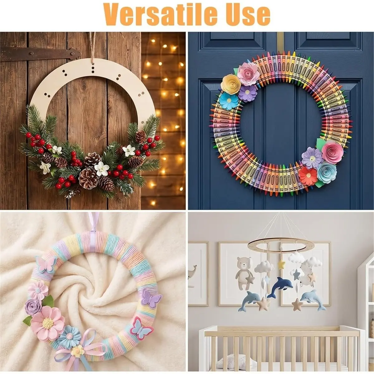 11.82 Inch 10 Pack Unfinished Wooden Wreath Rings for Crafts, for DIY Floral Hoop Garland, Christmas, Wedding,Holiday