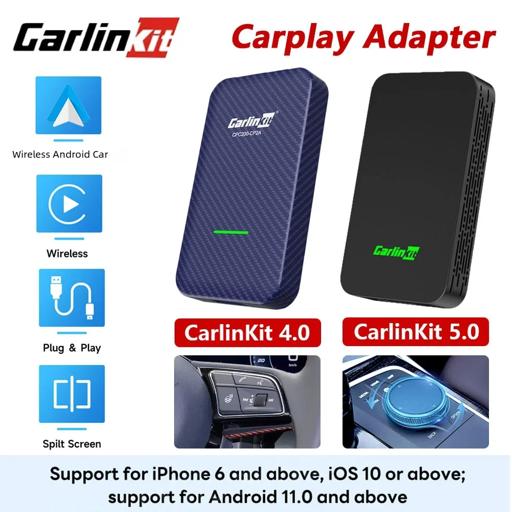 Carlinkit CPC200-2air Wired Carplay Module Car Navigation Box Plug Play Wireless Adapter Steering Wheel Control Knob Operate