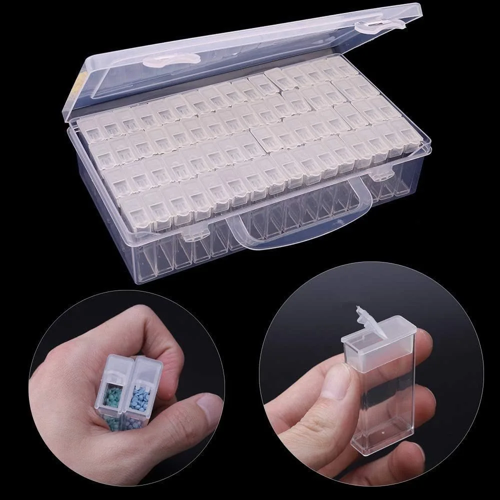 64 Grid Jewelry Drill Storage Box Transparent Dustproof Rhinestone Beads Containers Thicken Diamond Painting Storage Box