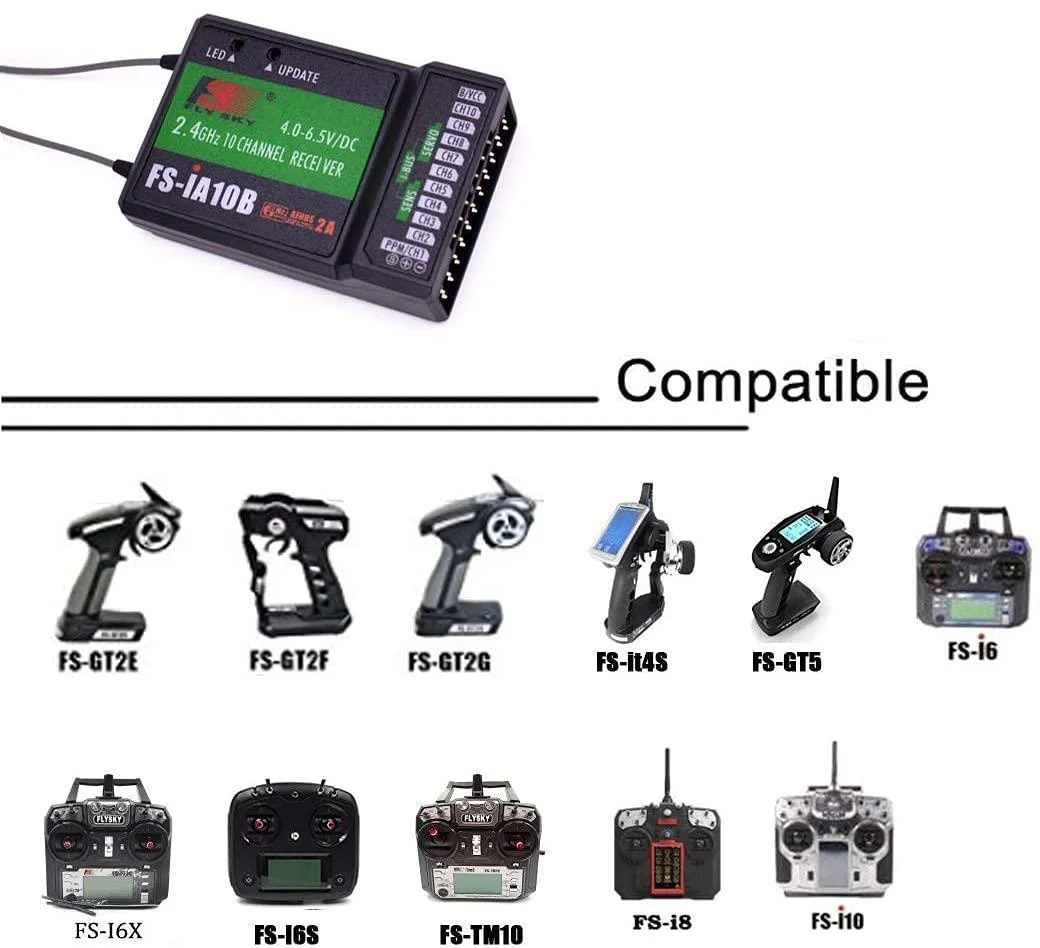 Flysky FS-iA10B 2.4G 10CH 10-kanaals ontvanger FS IA10B voor zender FS-I10 FS-I6S FPV RC helikopter Quadcopter vliegtuigen