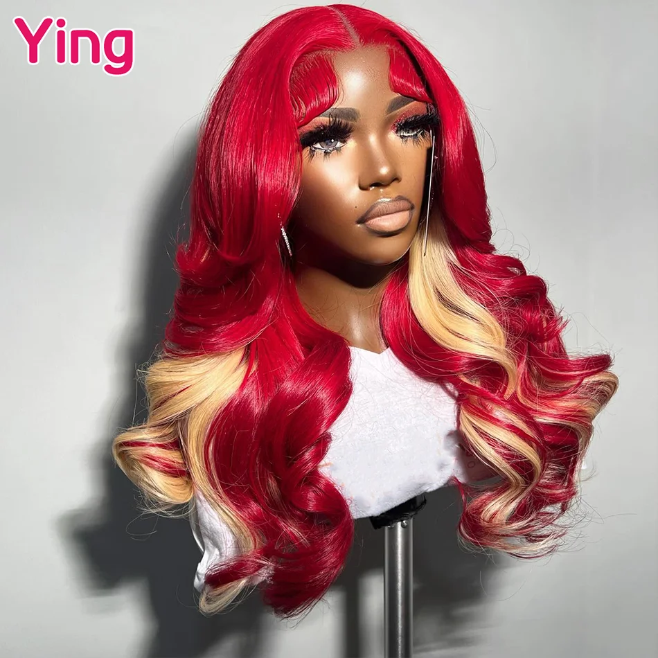 

Ying Red With Blonde Color Remy 13x4 Lace Frontal Wig PrePlucked Body Wave Brazilian #613 Blonde 13x6 Lace Front Human Hair Wigs