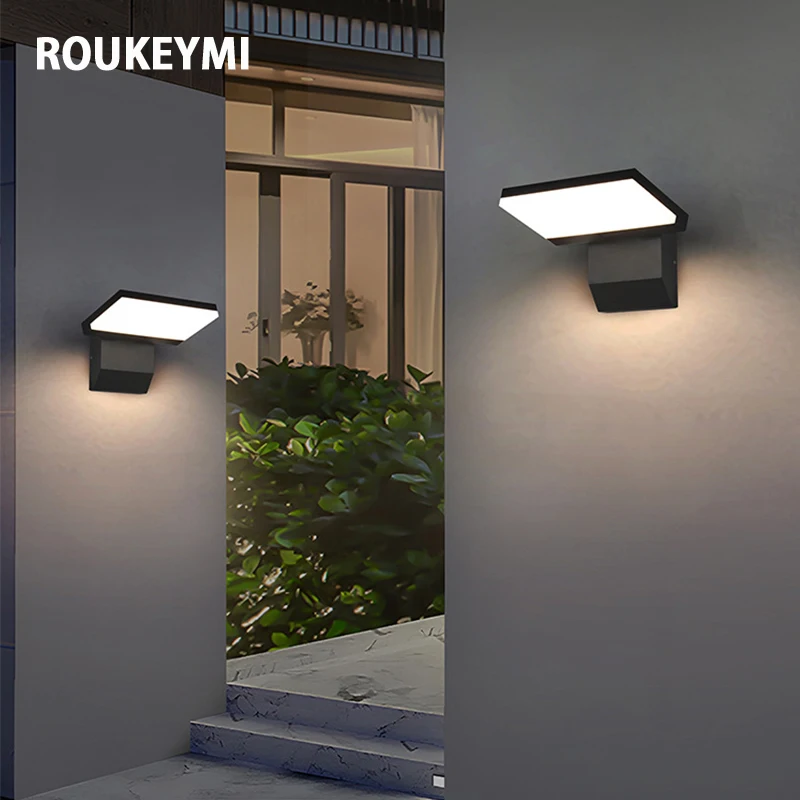 ROUKEYMI Indoor Waterproof Aluminum Wall Light IP65 Exterior Angle Adjustable Lighting Home European Sensor Interior Led Lamp