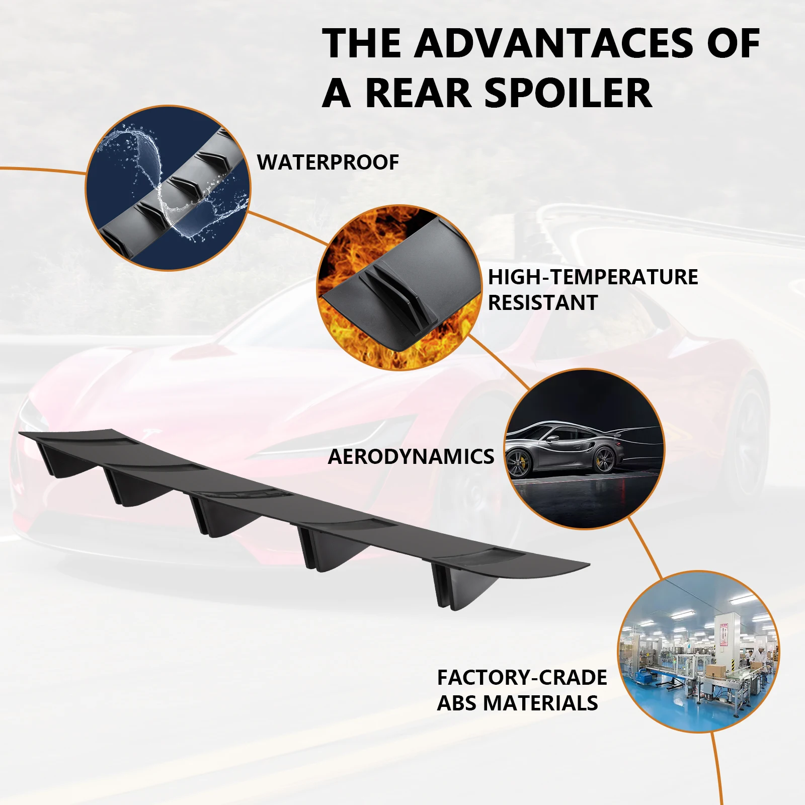 لفورد فيوجن فوكس المصد الخلفي الشفاه الناشر سبويلر الجناح الفاصل زعنفة القرش #5