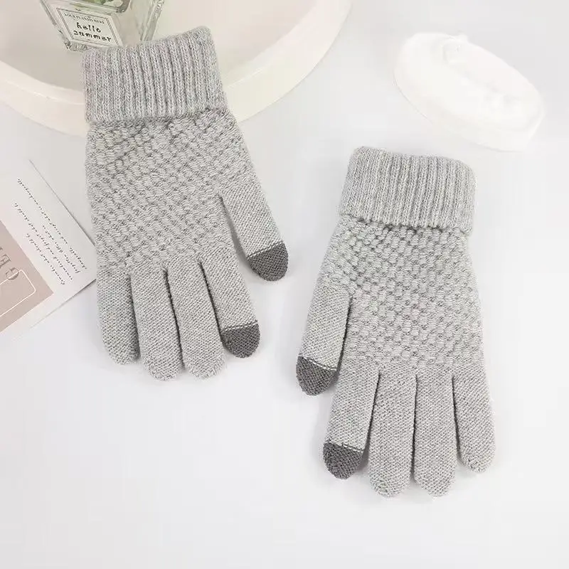 Damen Herren Warme Winter-Touchscreen-Handschuhe, dehnbare klassische Strick-Fäustlinge, Woll-Fingerhandschuhe für Outdoor, Radfahren und Autofahren – Detail 9
