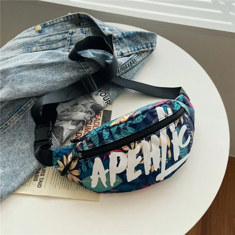 Multi-pocket Printed Waist Bag Adjustable Shoulder Strap Large Capacity Multifunctional Waist Pack Buckle Oxford Cloth