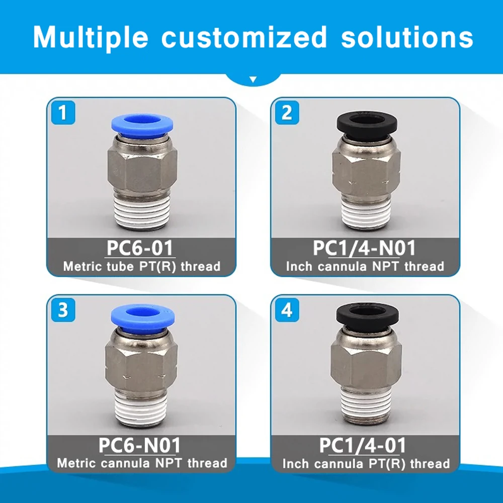 Quick British pipe NPT1/4 straight NPT threaded joint PC1/4 Quick insert NPT1/2 turn 8MM outer 6