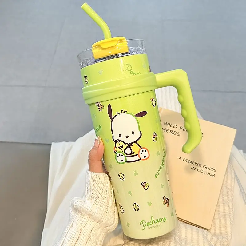 New 1200Ml Cartoon Sanrio My Melody Hello Kitty Thermos Cup High Capacity Kawaii Stainless Steel Water Cup Kuromi Sippy Cup