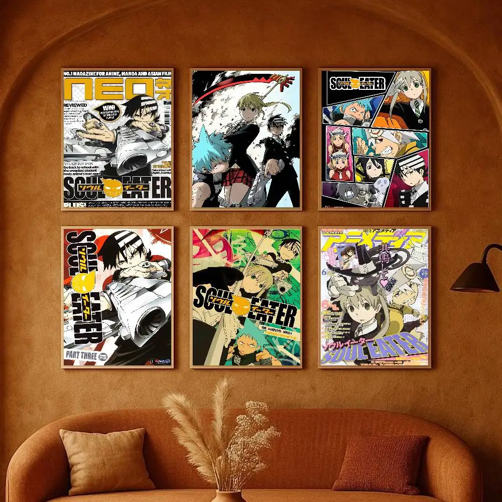 S-Soul E-Eater Anime Poster adesivo de arte de alta definição autoadesivo à prova d'água decoração de casa para sala de estar