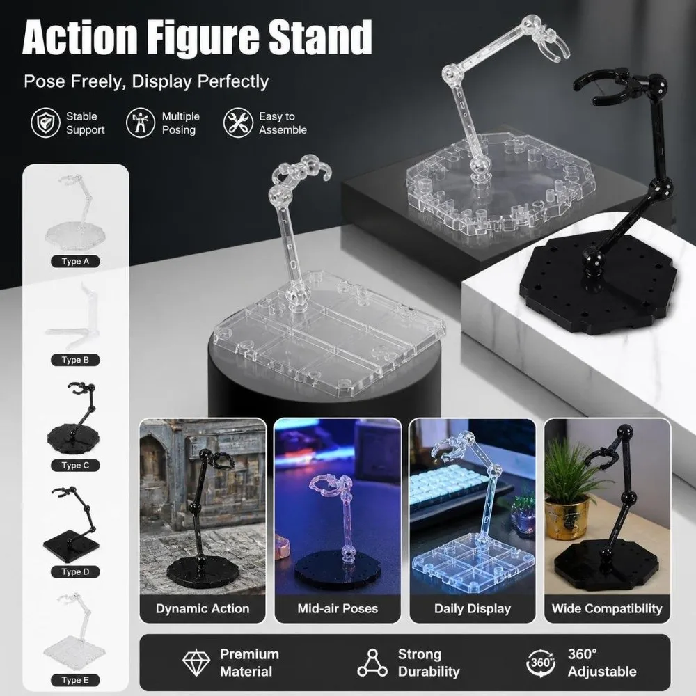 Perfect Transparent Action Figure Display Stand Assembly Movable Gundam Models PVC Rack Action Base Stand Dolls Accessories