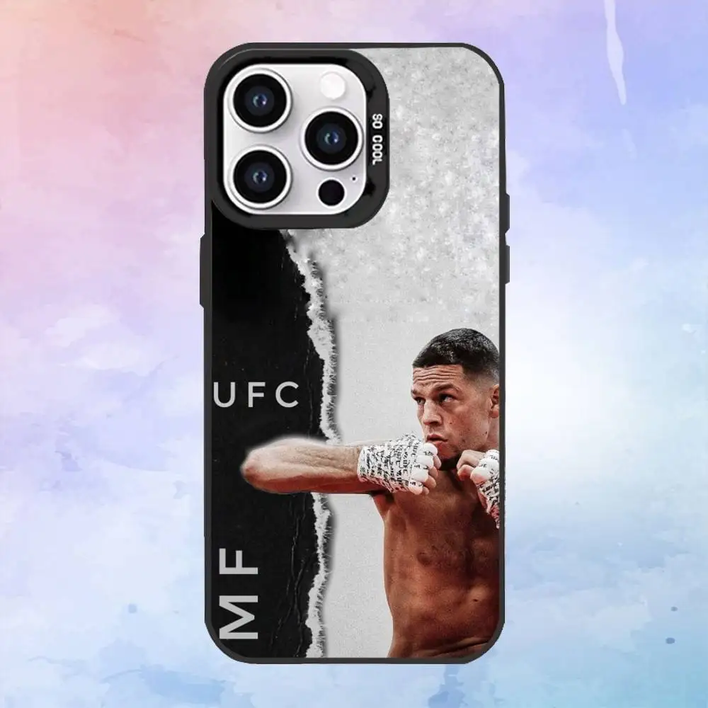 حافظة هاتف N-Nate D-Diaz للملاكمة لهاتف iPhone17,16,15,14,13,12,11 Plus، Pro Max غطاء مقاوم للصدمات باللون الأسود غير اللامع