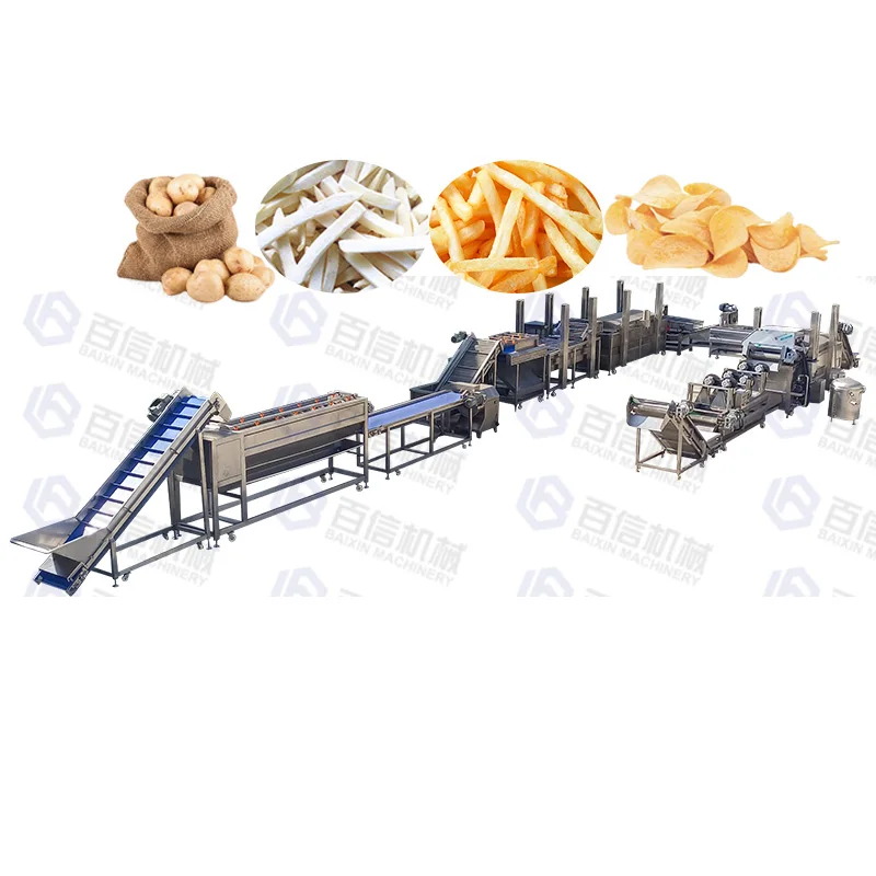 Factory Industrial 100kg/H Automatic Frozen French Fries Production Line  Frozen Frying Potato Sticks Processing Line