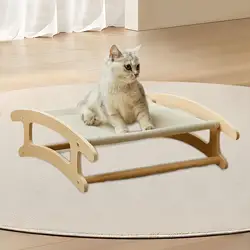 Cat Wooden Hammock Bed Pet Cot Elevated Cat Bed for Small Pet Puppy