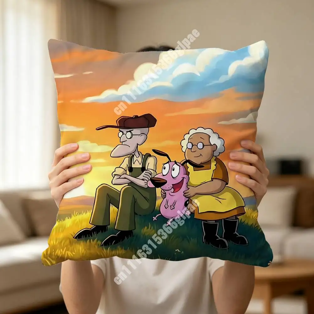 C-Courage Cartoon The Cowardly Dog Printed Pillow Cover Sofa Couch Cozy Holiday Party Furnishing Household Gift
