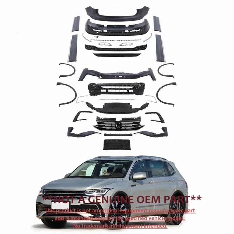 For Tiguan 2022 Rline Style Body Kit Front Bumper Side Skirt Rear Lip Exterior Modification Accessories