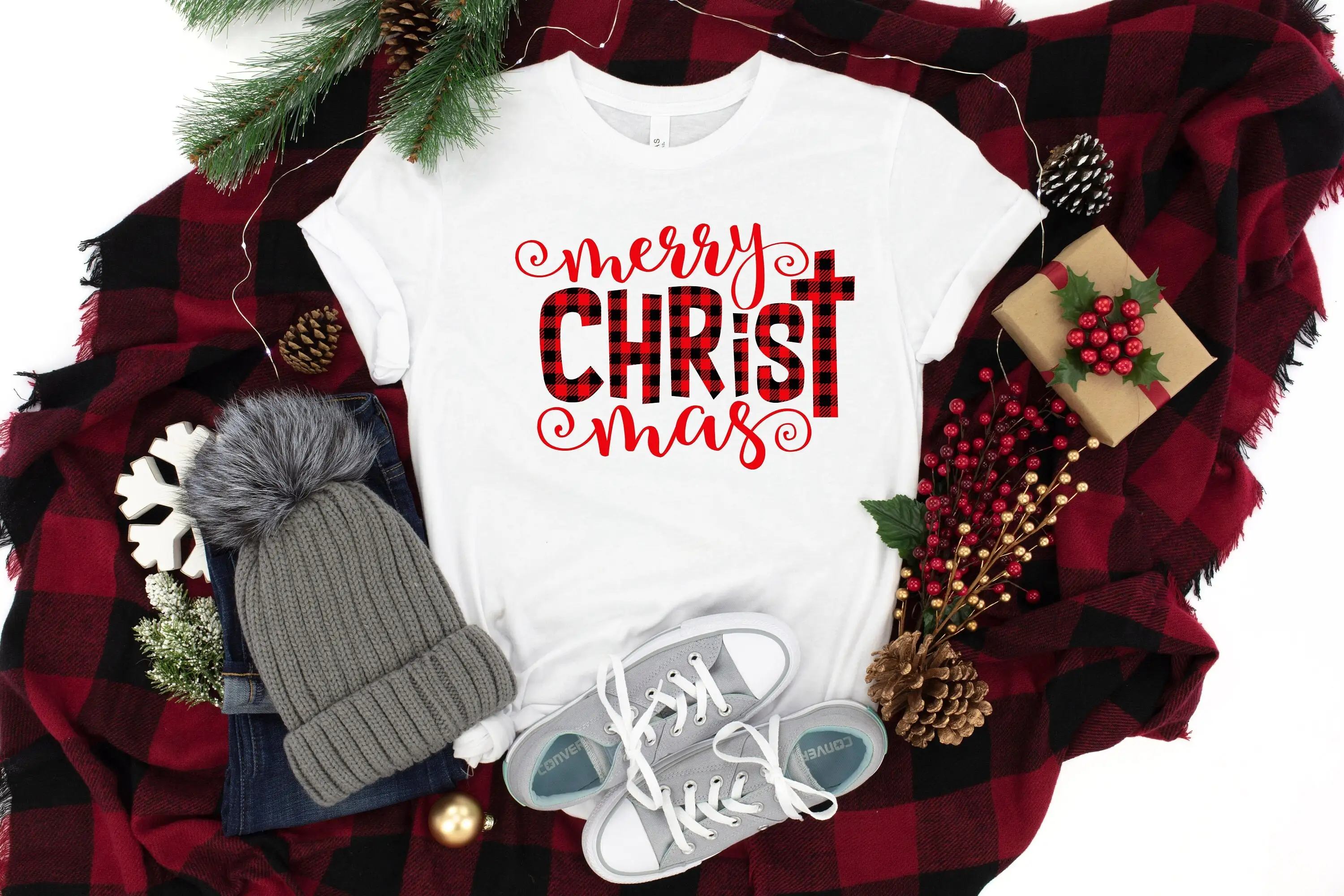 

Футболка Merry Christmas Buffalo Plaid Family ChrisT Christian
