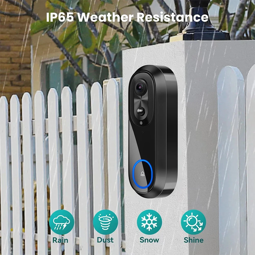 Tuya-timbre inalámbrico con WiFi para el hogar, dispositivo de seguridad con protección IP65, cámara de vídeo para puerta exterior, 5G, 2,4G,