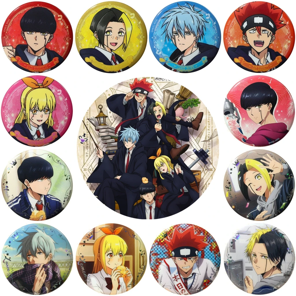 58mm Anime MASHLE: MAGIC AND MUSCLES Cosplay KOSTÜM Abzeichen Pin SPTE Weißblech Brosche ﻿   Requisite Gilf