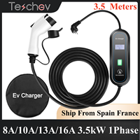 Teschev 220V 230V Portable Electric Car Vehicles EV Charger Type 2 16A 3.5kW Car Charging Cable SAE J1772 Type 1 Wallbox