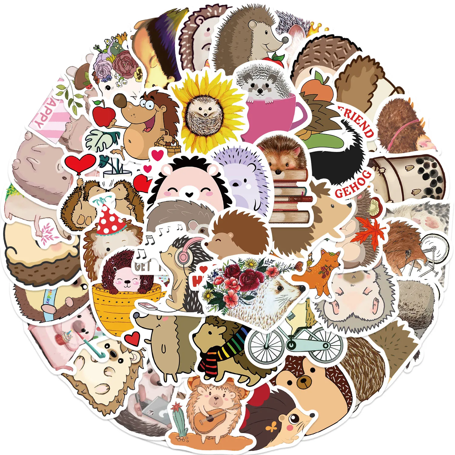 50 Uds. De pegatinas de grafiti de erizo de dibujos animados divertidos, Material de Collage para álbum de recortes, fundas para teléfono, cuadernos de guitarra decorativos DIY