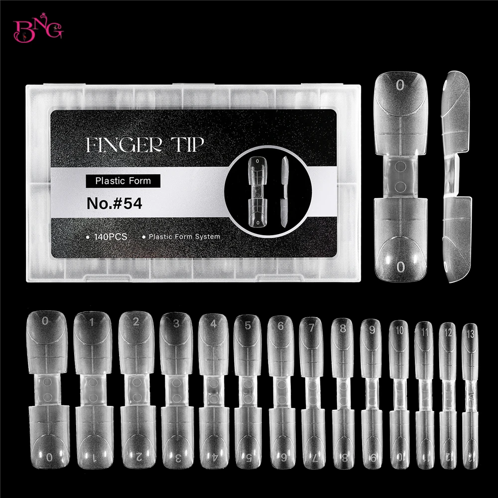 

BNG Dual-ended Short Nail Mold Kit Square Coffin Shape Embeddable Ultra-Thin Nail Dual Forms Inner Matte Surface 14 Size 140Pcs