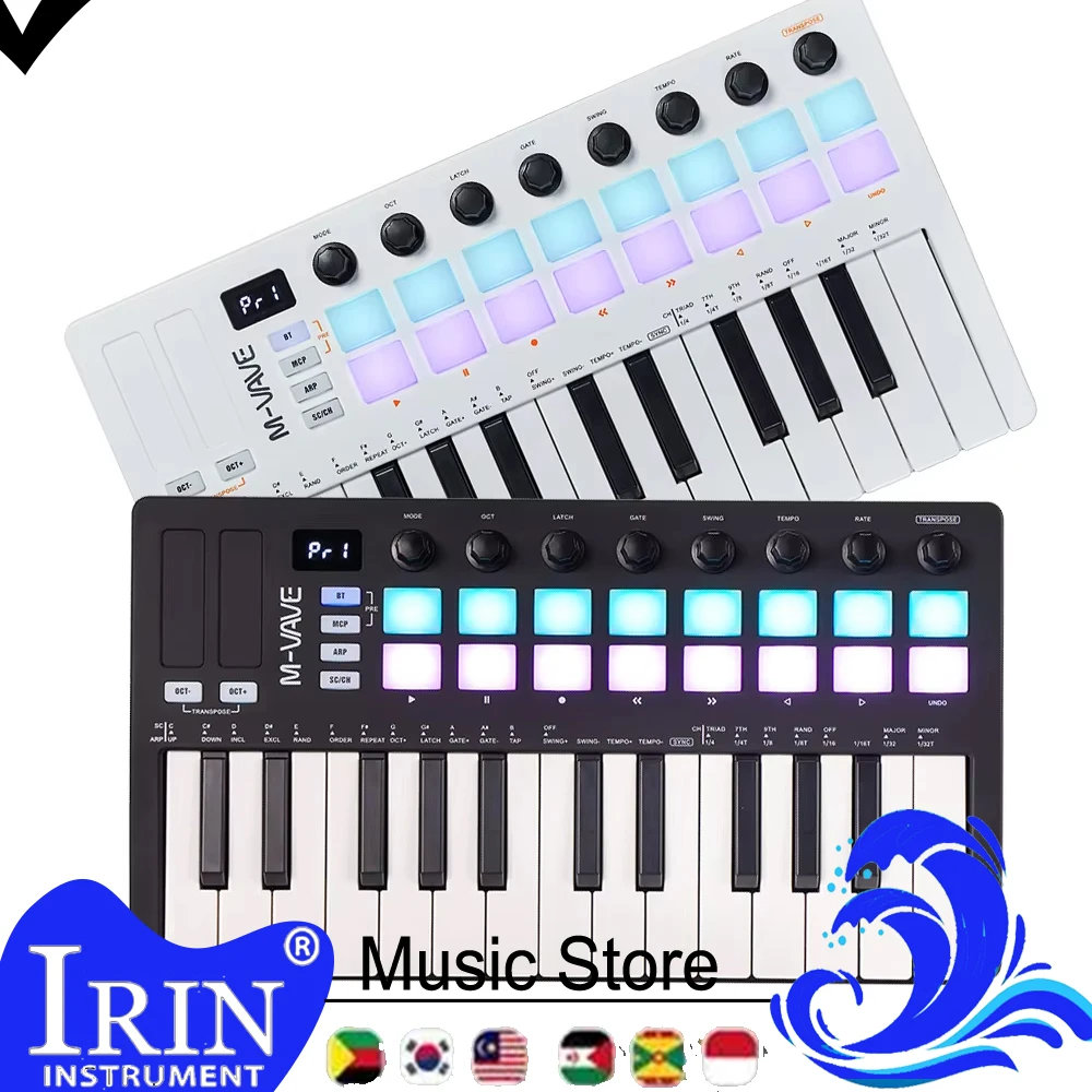 M-VAVE 25-Key Keyboard SMK-25 Mini USB MIDI Control Keyboard MIDI Mini Portable USB Keyboard Rechargeable MIDI Controller