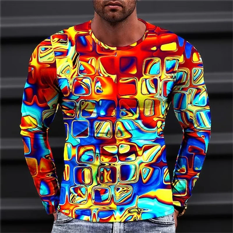 Men's T Shirt Tee Graphic Geometric Crew Neck Clothing Apparel 3D Printed T-shirt Outdoor Daily Long Sleeve Fashion Designer Top
